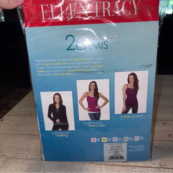 Ellen Tracey 2 Satin Trim Camis Women’s Sz XXL 20-22 Ultra Soft Natural Slimming - Picture 5 of 12